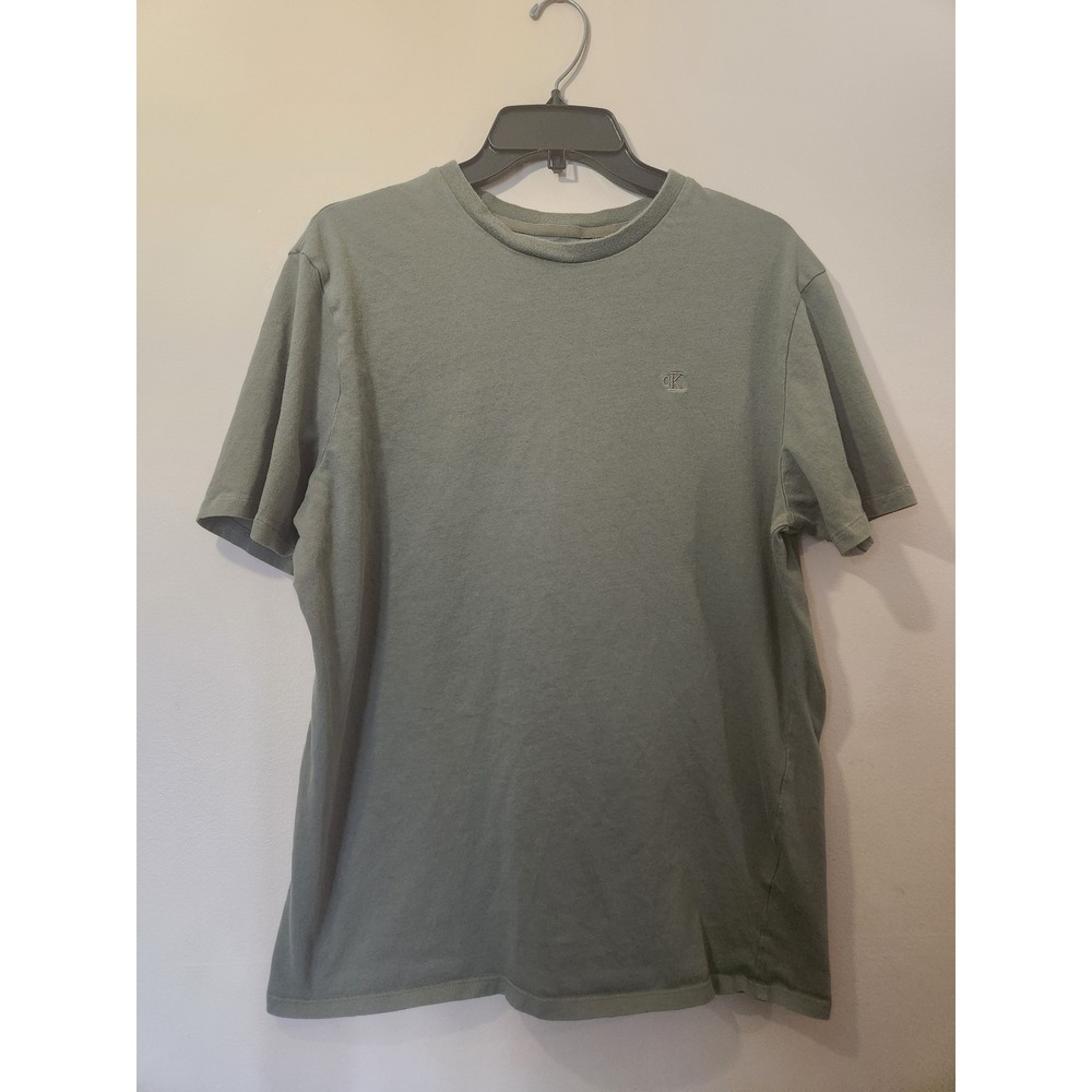 Calvin Klein Mens Smooth Cotton T-Shirt‎ Sage Green Embroidered Logo Size M